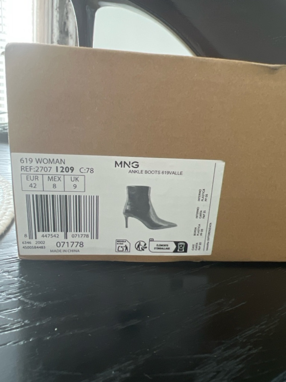 Mango Chocolate Brown Glossy Ankle Boots-Pointed Toe Heels-Size 42 / US 10 - Picture 4 of 5